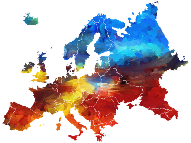 Map of Europe in multiple colours